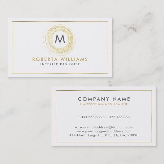 Minimalistische Elegante Gouden Cirkel Logo Visitekaartje (Voorkant / Achterkant)
