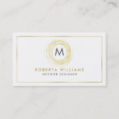Minimalistische Elegante Gouden Cirkel Logo Visitekaartje (Voorkant)
