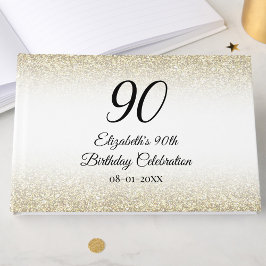 Minimalistische Elegante Gouden en Zwarte 90e Verj Gastenboek