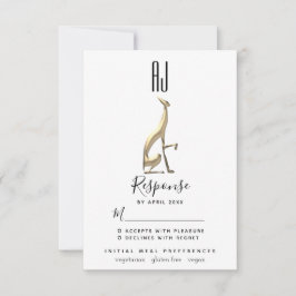 Minimalistische Elegante Gouden Folie Greyhound Ho RSVP Kaartje