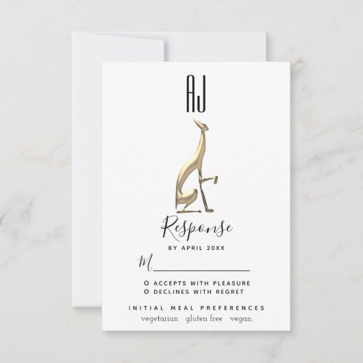 Minimalistische Elegante Gouden Folie Windhond Hon RSVP Kaartje (Voorkant)