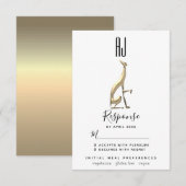 Minimalistische Elegante Gouden Folie Windhond Hon RSVP Kaartje (Voorkant / Achterkant)