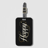 Minimalistische Elegante Gouden Gelukkige Typograf Bagagelabel (Voorkant (verticaal))