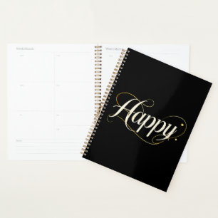 Minimalistische Elegante Gouden Gelukkige Typograf Planner