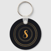 Minimalistische Elegante Gouden Lettering Zwart Sleutelhanger (Voorkant)
