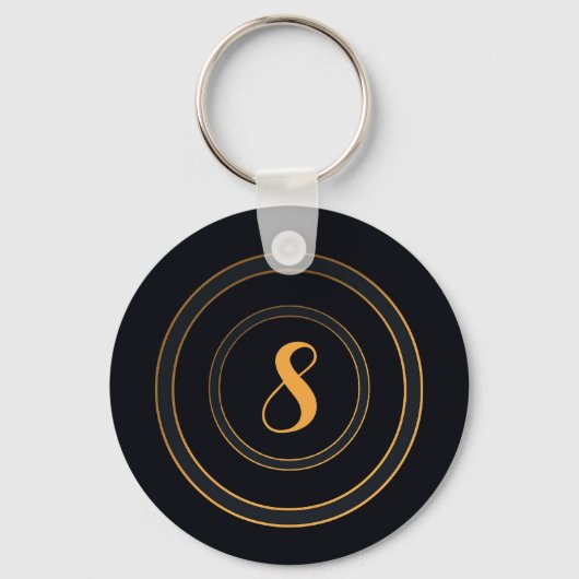 Minimalistische Elegante Gouden Lettering Zwart Sleutelhanger (Voorkant)