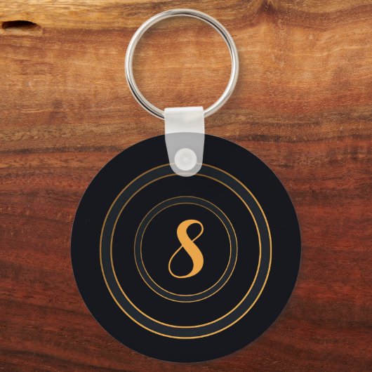 Minimalistische Elegante Gouden Lettering Zwart Sleutelhanger (Voorkant)