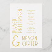 Minimalistische elegante gouden moderne bruiloft folie uitnodiging (Voorkant)