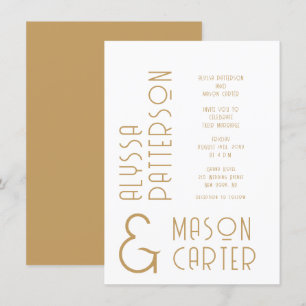 Minimalistische elegante gouden moderne bruiloft kaart