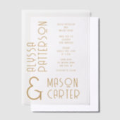 Minimalistische elegante gouden moderne bruiloft vellum uitnodigingen (Offset)