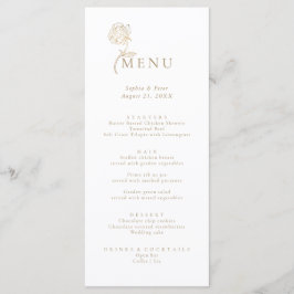 Minimalistische Elegante gouden pioen Menu