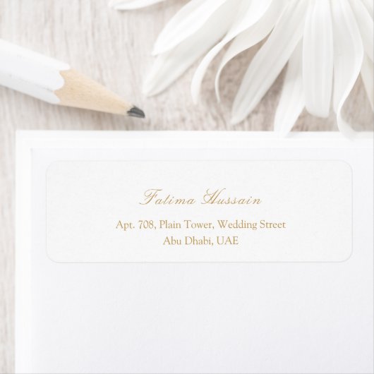 Minimalistische Elegante Gouden Script Trouwadres Etiket (Insitu)