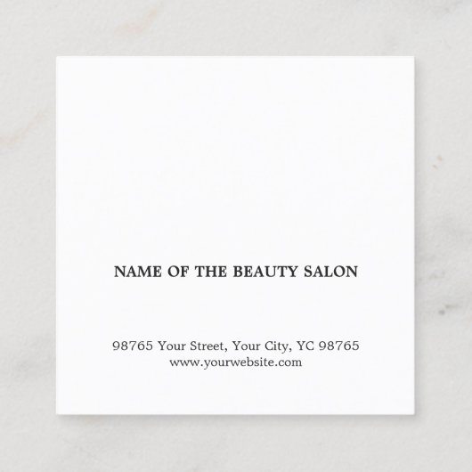 Minimalistische elegante grijze en witte hairdress vierkante visitekaartje (Achterkant)
