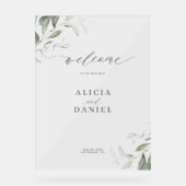 Minimalistische elegante groen bruiloft welkomstbo acryl bord (Voorkant)