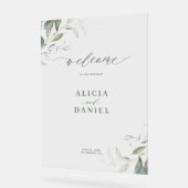 Minimalistische elegante groen bruiloft welkomstbo acryl bord (Hoek)