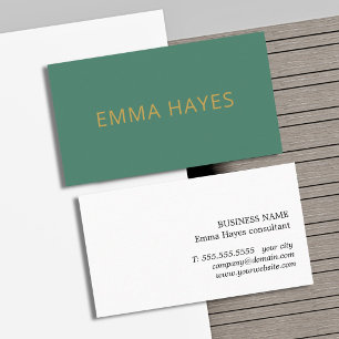 Minimalistische Elegante Groen Goudgele Consultant Visitekaartje