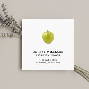 Minimalistische elegante groene appel voedingsdesk vierkante visitekaartje
