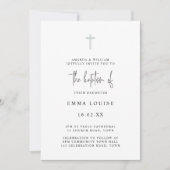 Minimalistische Elegante Groene Aquarel Foto Doop Kaart (Voorkant)