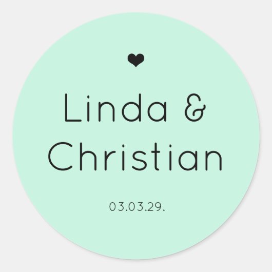 Minimalistische Elegante Groene Bruiloft Ronde Sticker (Voorkant)