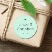 Minimalistische Elegante Groene Bruiloft Ronde Sticker