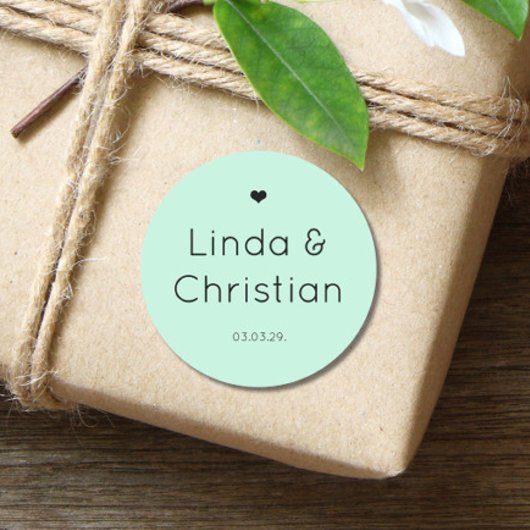 Minimalistische Elegante Groene Bruiloft Ronde Sticker