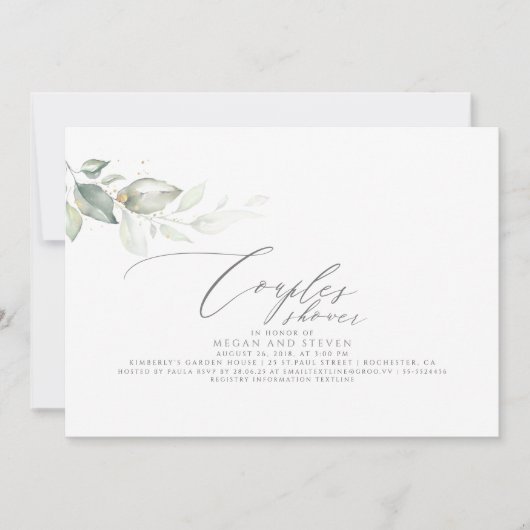 Minimalistische elegante groene koppels douche kaart (Voorkant)