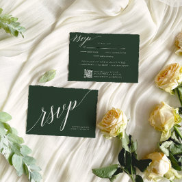 Minimalistische elegante groene salie bruiloft RSVP kaartje