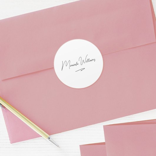 Minimalistische Elegante Handgeschreven Custom Naa Ronde Sticker