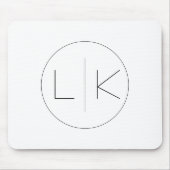 Minimalistische Elegante Initialen in zwart op wit Muismat (Voorkant)