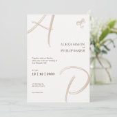 Minimalistische elegante initiële uitnodiging (Staand voorkant)