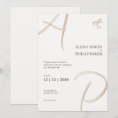 Minimalistische elegante initiële uitnodiging (Voorkant / Achterkant)