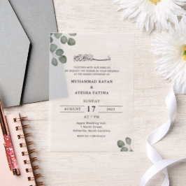 Minimalistische elegante islamitische islamitische vellum uitnodigingen