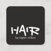 Minimalistische elegante ivoor zwart wit haar styl vierkante visitekaartje (Voorkant)