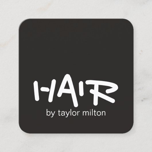 Minimalistische elegante ivoor zwart wit haar styl vierkante visitekaartje (Voorkant)