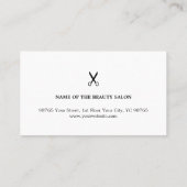 Minimalistische elegante ivoor zwart wit kapper visitekaartje (Achterkant)