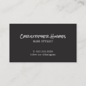 Minimalistische elegante ivoor zwart wit kapper visitekaartje (Voorkant)