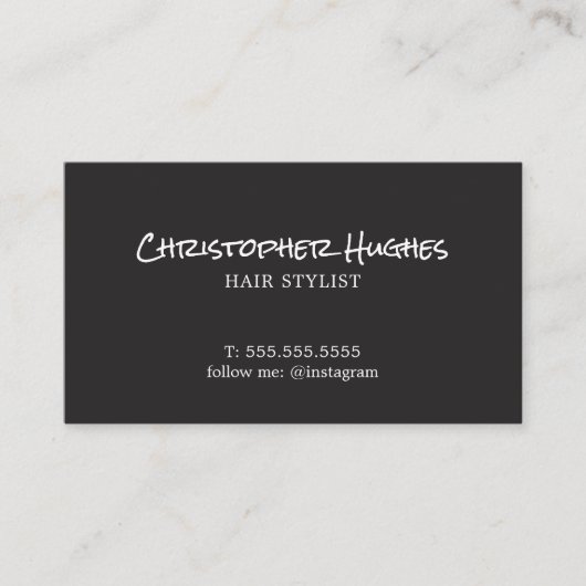 Minimalistische elegante ivoor zwart wit kapper visitekaartje (Voorkant)