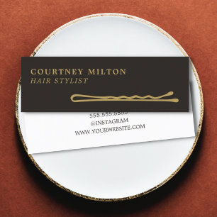 Minimalistische Elegante Ivoren Zwarte Gouden Kapp Mini Visitekaartje
