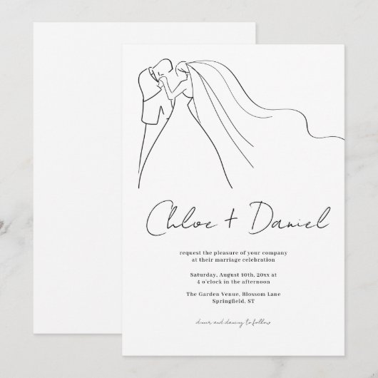 Minimalistische elegante kalligrafie bruiloft uitn kaart (Voorkant / Achterkant)