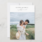 Minimalistische Elegante Kalligrafie Foto Save the Kaart (Achterkant)