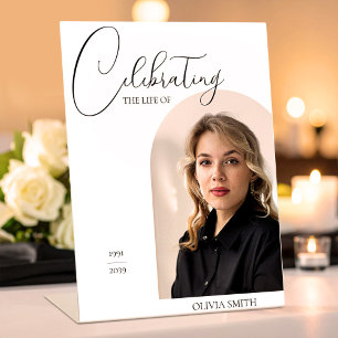 Minimalistische Elegante Kalligrafie Foto Wit Reclamebord Met Voetstuk