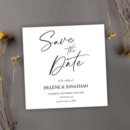 Minimalistische elegante kalligrafie moderne bruil save the date