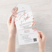 Minimalistische elegante kalligrafie QR-code All In One Uitnodiging (Afscheurbaar)