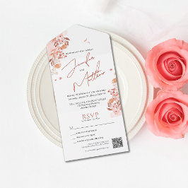 Minimalistische elegante kalligrafie QR-code All In One Uitnodiging