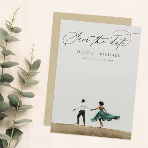 Minimalistische Elegante Kalligrafie Script Foto Save The Date