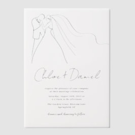 Minimalistische Elegante Kalligrafie Trouwkaart Vellum Uitnodigingen