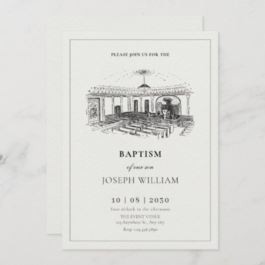 Minimalistische elegante kerendoop kaart (Voorkant / Achterkant)