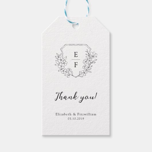 Minimalistische Elegante Kersenbloesem Monogram Cr Cadeaulabel (Voorkant)