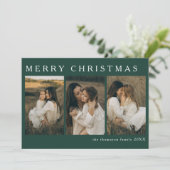 Minimalistische Elegante Kerst Eenvoudig 4 Foto Gr Feestdagenkaart (Staand voorkant)