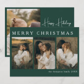 Minimalistische Elegante Kerst Eenvoudig 4 Foto Gr Feestdagenkaart (Voorkant / Achterkant)